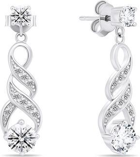 Brilio Silver - Timeless silver earrings with clear zircons EA571W