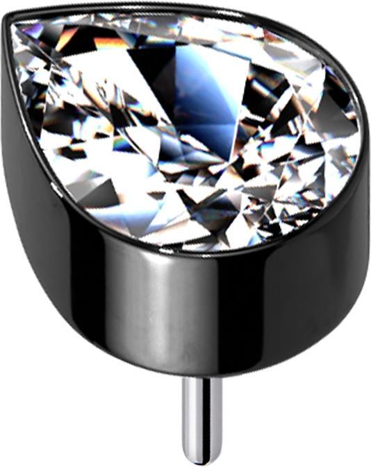 Produktbild Star Piercing Threadless schwarz mit Tropfen Kristall silber (Titan G23, ohne Messing)