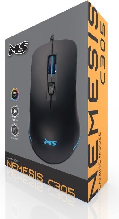 Image du produit MS Industrial Souris de jeu filaire Nemesis C305 3200 DPI 6P RGB LED noir (Filaire)