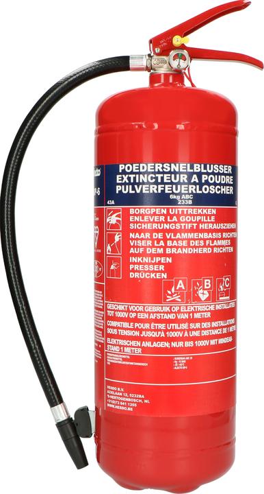 Image du produit Alecto BP-6 Brandblusser - Poederblusser 6 kilogram - Classe de feu ABC - Inclusief Ophangbeugel