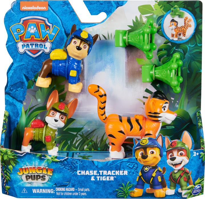 Produktbild Spin Master Paw Patrol: Jungle Pups Chase, Tracker & Tiger, Actionfiguren mit Geschoss, Kinderspielzeug für Jung