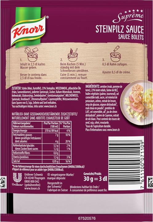 Image du produit Knorr Suprême sauce bolets sachet pour plats de viande (34 g)
