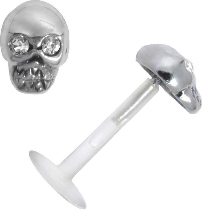 Bijouteria Piercing für Lippe/Tragus (Bioplast, Kristall, Silber 925)