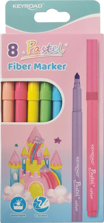 Keyroad Fibre marker marker, 8 pieces, pendant, colour mix (Multicoloured, 8 x)