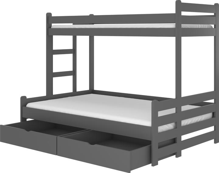 Image du produit ADRK Furniture Lit superposé triple avec matelas BENITO 200x80 (200 x 80 cm)
