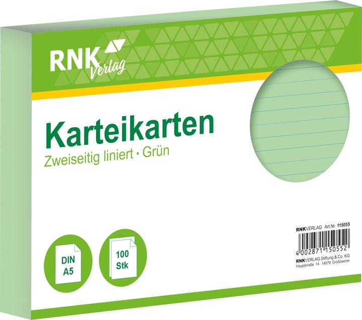 Rnk Karteikarten liniert A5 (A5, 205 g/m², 100 x)