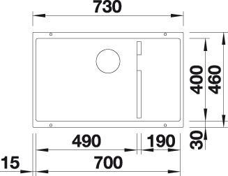 Actual product image Blanco Subline 700-U Level (Undermount sink, 46 cm, 73 cm)