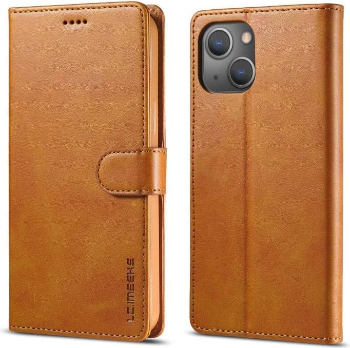 Produktbild LC.Imeeke iPhone 12 / 12 Pro - Wallet Etui mit 3 Kartenfächern & Magnetverschluss, hellbraun/orange (Apple iPhone 12 Pro, Apple iPhone 12)