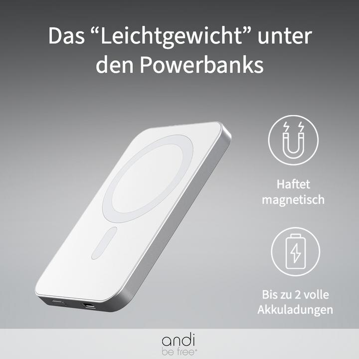 Produktbild Andi be free MagPowerbank 5000 mAh - magnetische Powerbank (5000 mAh, 15 W, 18.50 Wh)