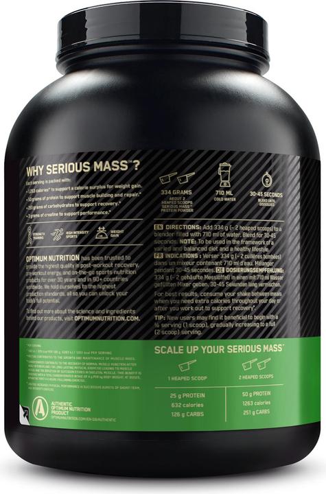 Actual product image Optimum Nutrition serious mass (Chocolate, Peanut Butter, 1 pcs., 2722 g)