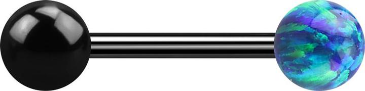 Star Piercing Barbell schwarz mit Kugel und Kugel Opal blau (Chirurgenstahl 316L, ohne Messing)