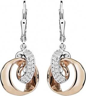 Silver Cat Stylish bicolor earrings with cubic zircons SC445