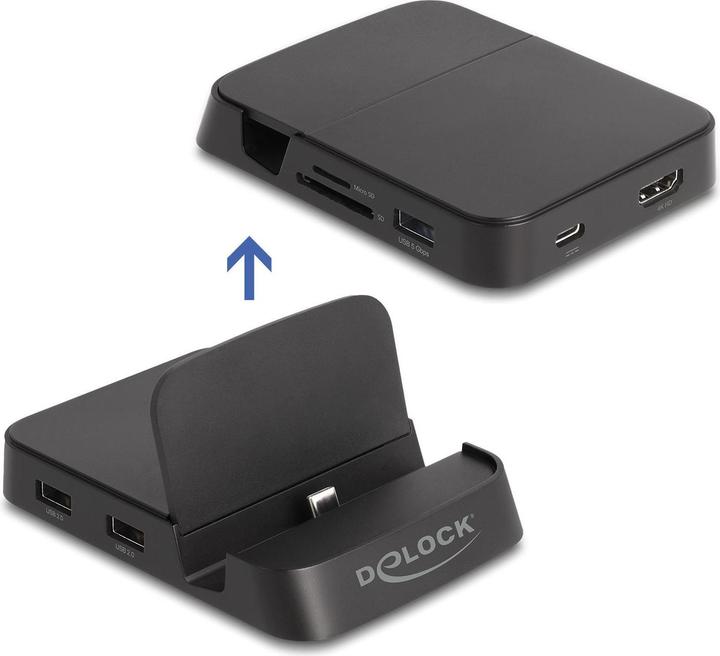 Produktbild Delock Smartphone Dockingstation 4K mit integrierter Halterung (USB-C, 4 Ports)
