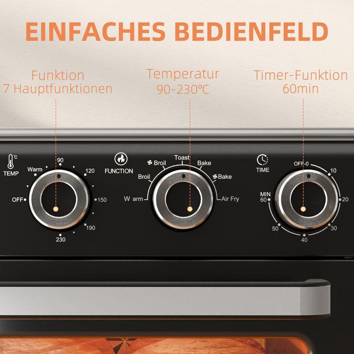 Actual product image Swisshandel24 Minibackofen mit Umluft 20L Mini Ofen mit Backblech, Grillrost und Krümelblech, bis 360°C