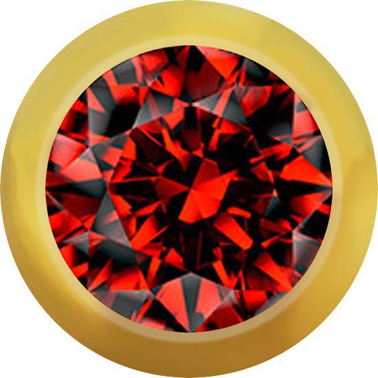 Star Piercing Micro Kugel vergoldet mit Kristall rot (Chirurgenstahl 316L, ohne Messing)