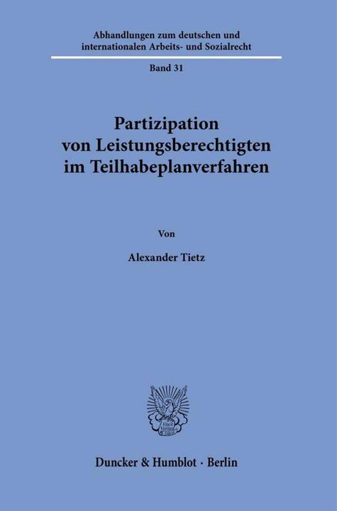 Produktbild Partizipation von Leistungsberechtigten im Teilhabeplanverfahren (Deutsch, Alexander Tietz, 2025)