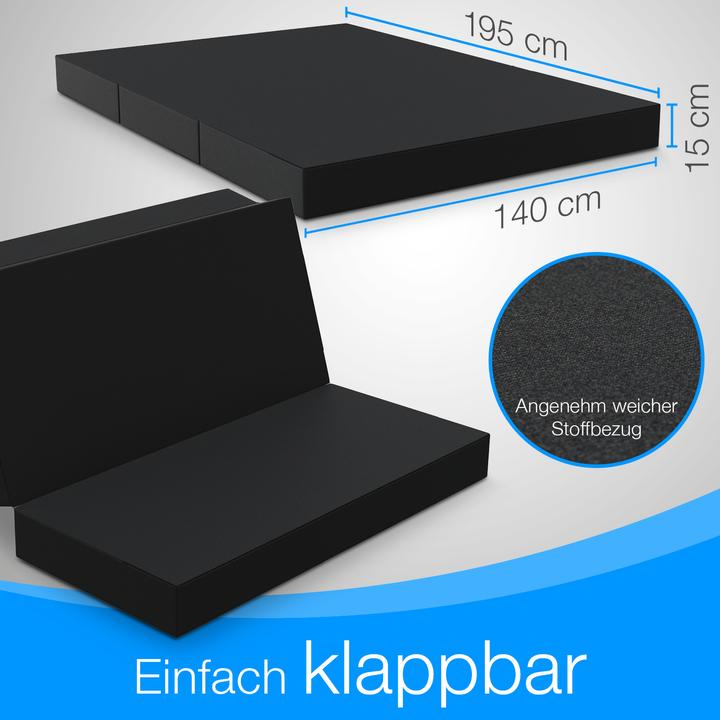Actual product image Bestschlaf Klappmatratze, 3-teilige Faltmatratze, Reisebett, Gästematratze (140 x 195 cm, Foam core)