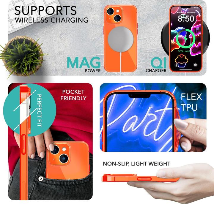 Immagine prodotto Nalia Copertura in silicone trasparente al neon (Apple iPhone 14)