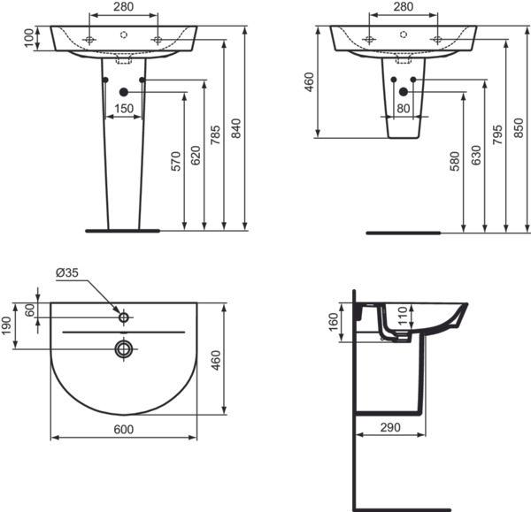 Image du produit Ideal Standard Standard Connect Air Arc Lavabo Met Kraangat En Overloop 600x460mm Wit