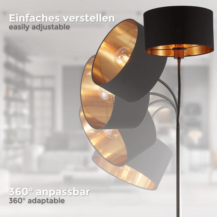 Image du produit B.K.Licht Lampadaire, noir-doré, 1xE27/40W max. excl. (E27)