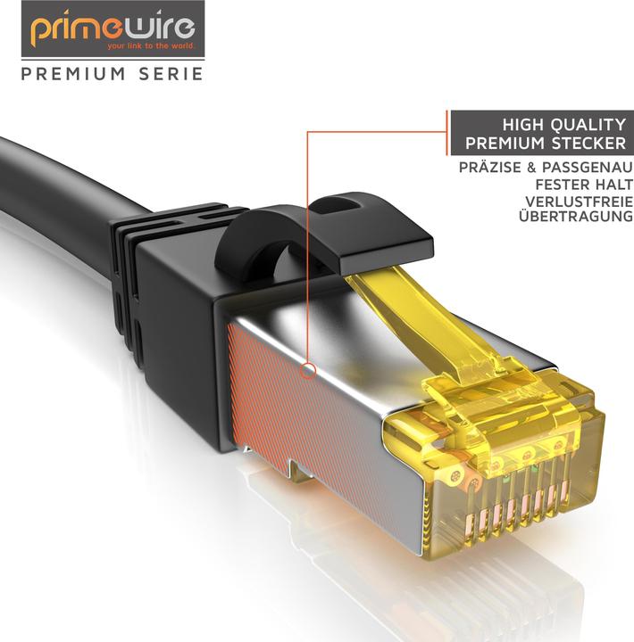 Actual product image Primewire CAT.7 network cable - Ethernet Gigabit Lan cable RJ45 - 10 Gbit/s - patch cable - comp. CAT.6 CAT.8 (S/FTP, PiMF, CAT7, 1 m)