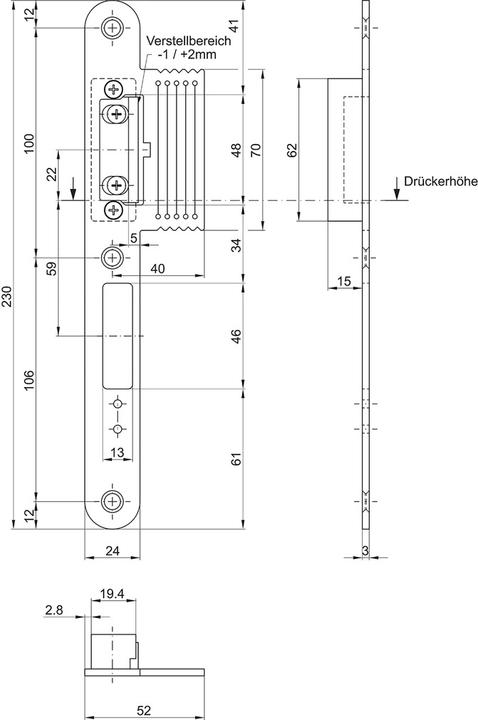 Image du produit MSL Gâche à languette VariFlex BV-1255.RE (Plaque de frappe)