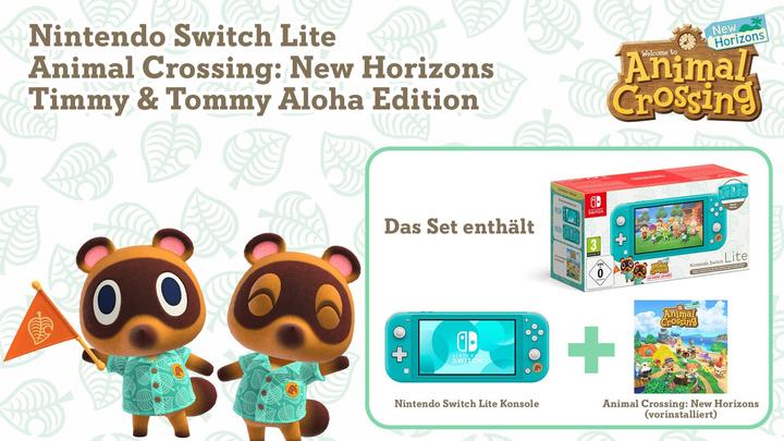Actual product image Nintendo Switch Lite Animal Crossing: New Horizons Timmy & Tommy Aloha Edition