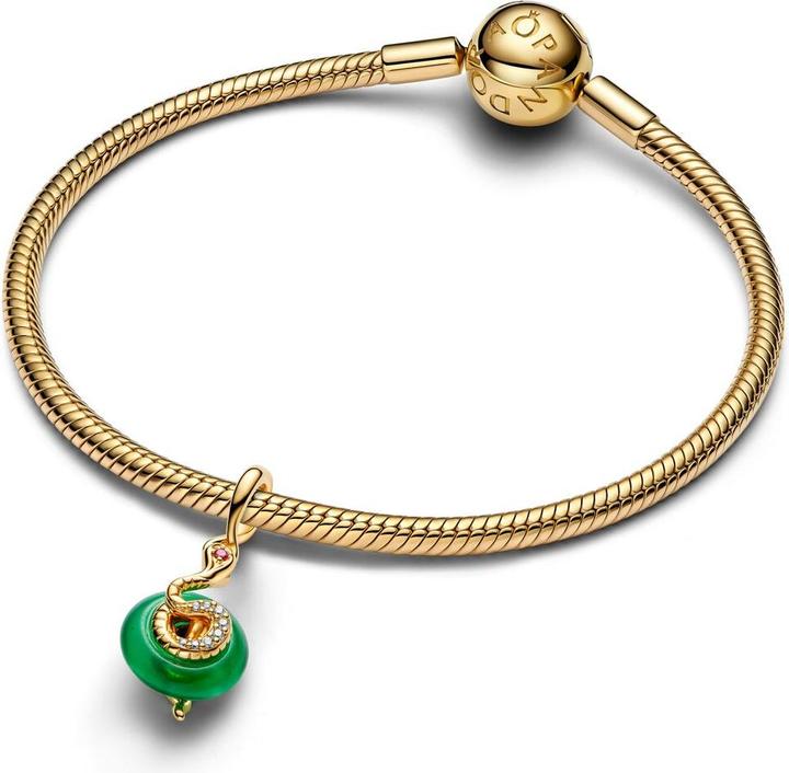Produktbild Pandora Snake Green Murano Glass Dangle Charm (Metall, Vergoldet, Glas)
