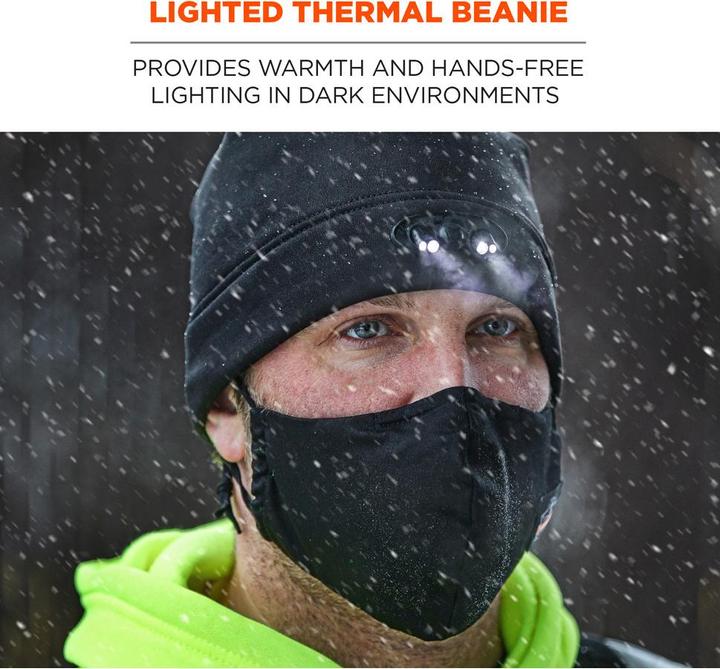 Actual product image Ergodyne Fleece cap N-Ferno 6804, with 4 LEDs, lime (One size)