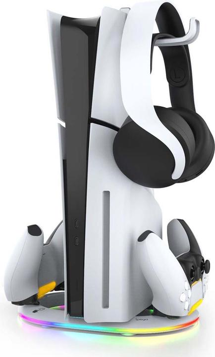 Produktbild - iPega P5S045 Vertical Charging Stand with RGB for PS5/PS5 Slim White (PS5)