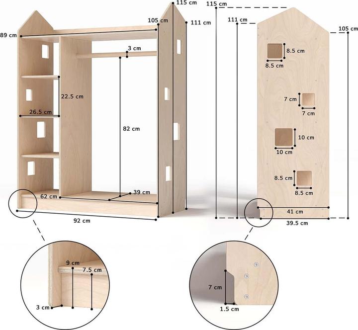 Produktbild Montessori ® Kinderkleiderschrank - Natura Monessori® by Busy Kids® (92 cm)