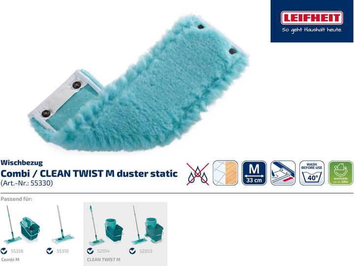 Produktbild Leifheit Wischbezug CLEAN TWIST M / Combi M static plus 2er Set (2 Stk.)