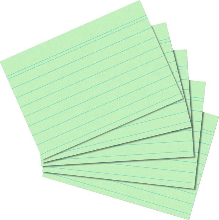 Produktbild Herlitz Karteikarten, DIN A7, liniert, grün aus Papier, 170 g-qm, holzfrei, Linienfarbe: blau, doppelte (A7, 170 g/m², 100 x)