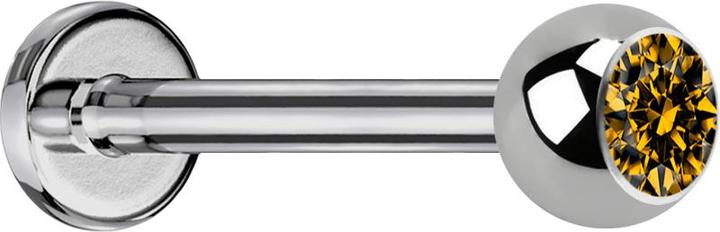 Star Piercing Micro Labret silber mit Kugel und Kristall topaz (Titan G23, ohne Messing)