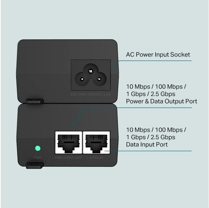 Actual product image TP-Link PoE+ Injector TL-POE260S (802.3at (PoE+), 30 W)
