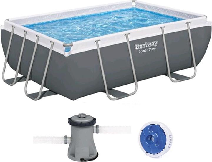 Bestway Power Steel Frame Pool Set mit Filterpumpe 282 x 196 x 84 cm (282 x 196 x 84 cm)