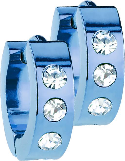 Star Piercing Ohrring zum Klappen dunkelblau mit 3 Kristalle (ohne Messing, Chirurgenstahl 316L)