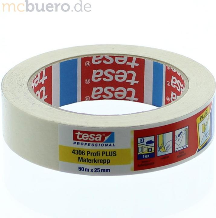 Immagine prodotto tesa 4306 Profi PLUS Malerkrepp - Nastro da imbianchino per bordi di vernice puliti e piatti (25 mm)