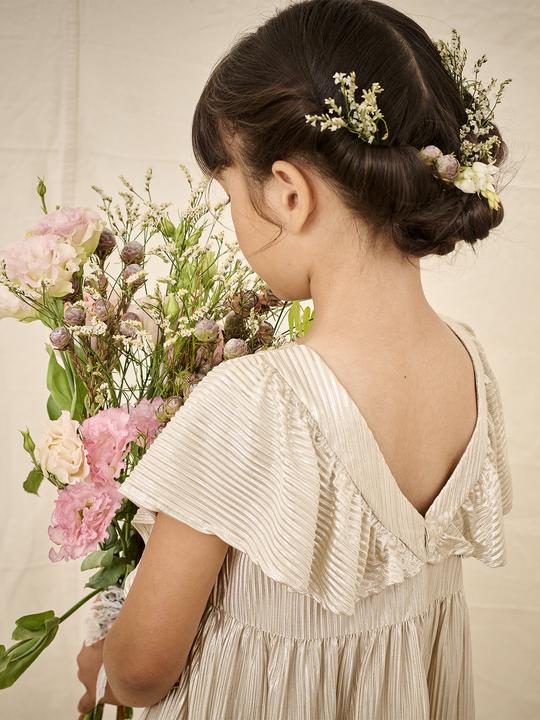 Actual product image Vertbaudet Mädchen Festkleid mit Schmetterlingsärmeln aus Lamé (146)