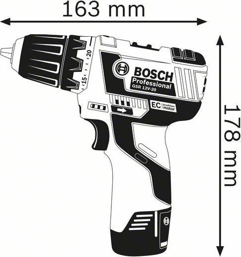 Actual product image Bosch Professional GSR 12V-20 Professional (Rechargeable battery operated)