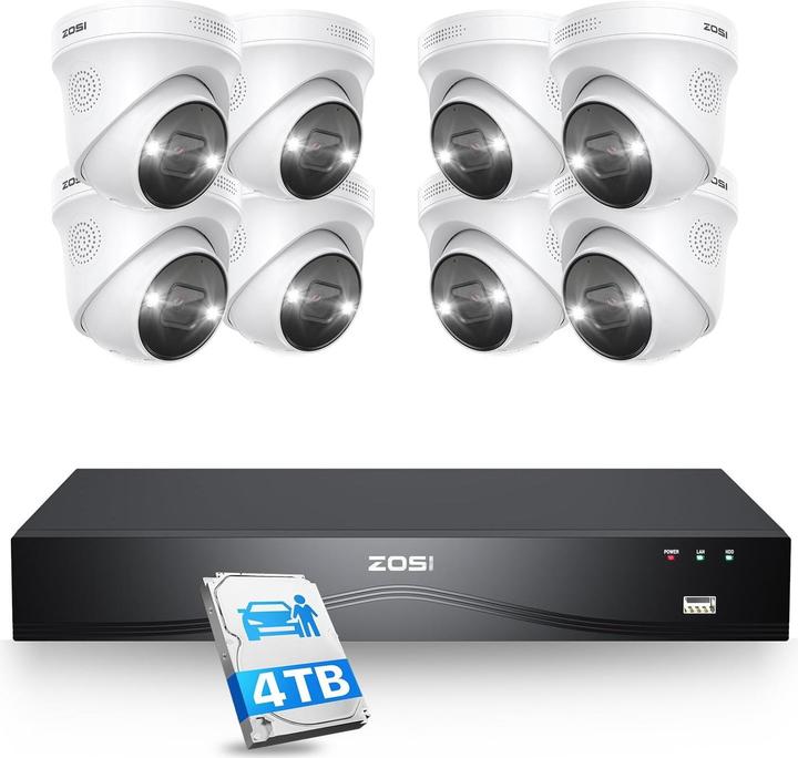 Zosi 4K PoE Überwachungskamera-Set mit Personenerkennung