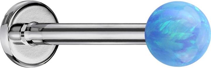 Actual product image Star Piercing Micro Labret silver with ball Opal light blue (Titanium G23, without brass)