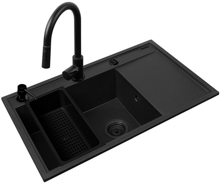 Produktbild Pyramis Zestaw - Zlewozmywak CAMEA (79x50) 1B 1D L + Bateria IDEA Black Edition - 070168402BE - Volc (50 cm, 79 cm)