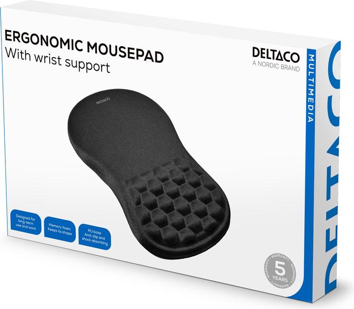 Actual product image Deltaco Ergonomic mousepad with wrist support