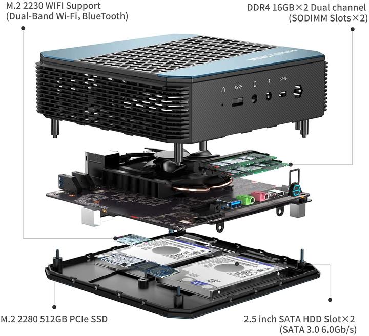Produktbild Minisforum Mini PC HX90 32+512GB (Ryzen 9 5900HX)