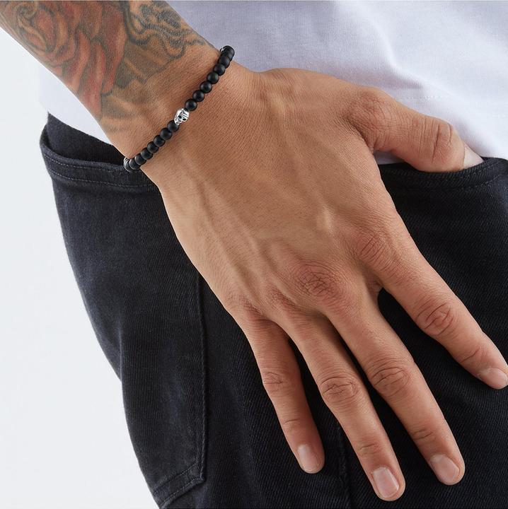 Produktbild Thomas Sabo Armband Schwarz Totenkopf silber (15 cm, Perlon/Nylon, 925er Silber)