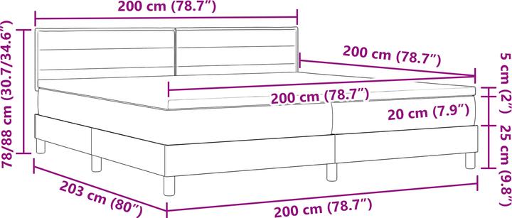 Immagine prodotto VidaXL Letto a molle con materasso Taupe 200x200 cm in tessuto (200 x 200 cm)