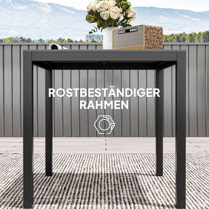 Produktbild Swisshandel24 Gartentisch Aluminium 73x73 cm Holzoptik, Schwarz (73 cm)