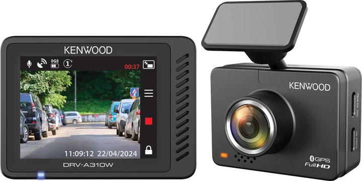 Kenwood DRV-A310W FHD DashCam 12/24V/GPS/WiFi/App (GPS-Empfänger, WLAN, Eingebautes Display, Beschleunigungssensor, Eingebautes Mikrofon, Full HD)