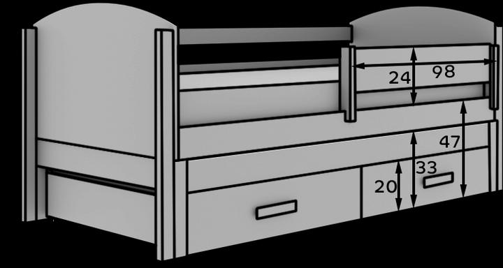 Produktbild ADRK Furniture Kinder-Doppelbett Olen 200x90 mit Matratze (200 x 90 cm)
